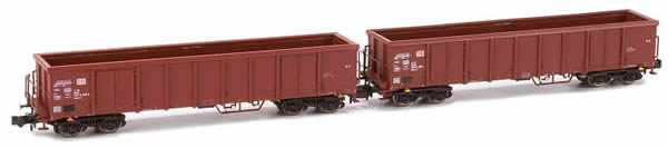 Kato HobbyTrain Lemke H23405 - German 2pc Set Open Goods Wagon Eanos X-052 of the DB AG